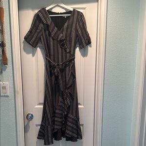 Excellent condition Black Striped Ruffle Dress